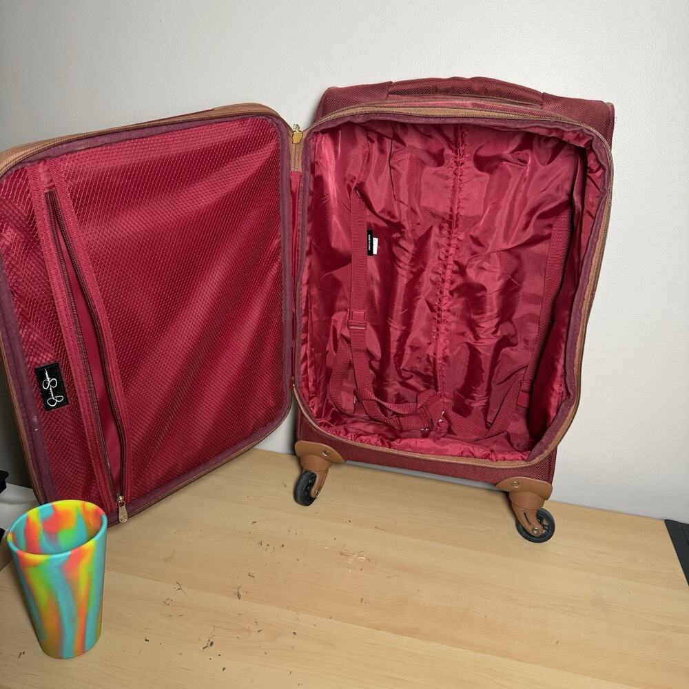 Jessica Simpson Red Kinsey 2 Piece Travel Suitcase Luggage Set Carry on 20” - Picture 9 of 10